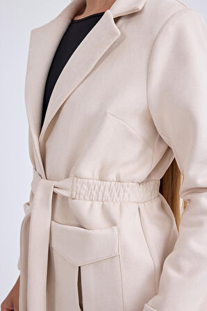 Belden Bağlamalı Süet Ceket