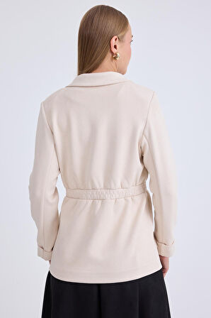 Belden Bağlamalı Süet Ceket