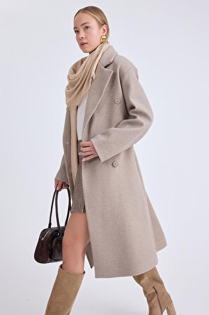 Düğmeli Uzun Kaşe Kaban