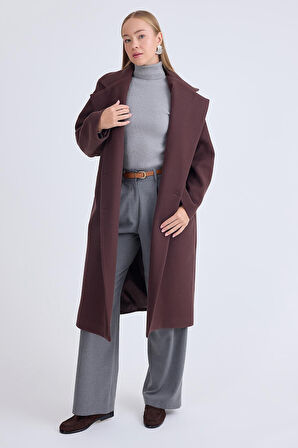 Düğmeli Uzun Kaşe Kaban