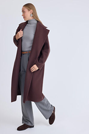 Düğmeli Uzun Kaşe Kaban