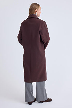 Düğmeli Uzun Kaşe Kaban