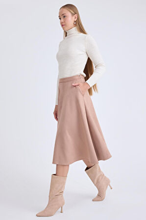 Midi Boy Süet Kloş Etek