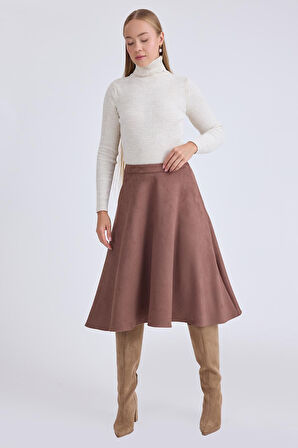 Midi Boy Süet Kloş Etek