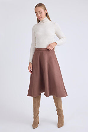 Midi Boy Süet Kloş Etek