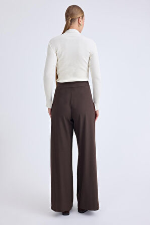 Pileli Geniş Paça Pantolon