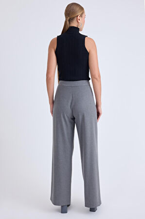 Pileli Geniş Paça Pantolon