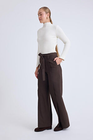 Yüksek Bel Beli Kemerli Pantolon