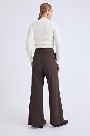 Yüksek Bel Beli Kemerli Pantolon