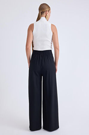 Beli Lastikli Pileli Geniş Paça Pantolon