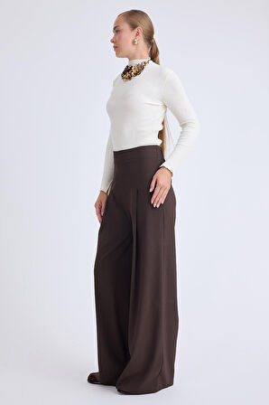 Beli Lastikli Pileli Geniş Paça Pantolon