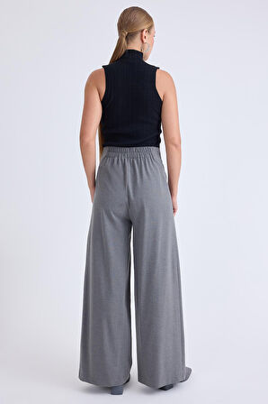 Beli Lastikli Pileli Geniş Paça Pantolon