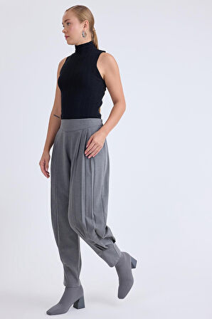 Yüksek Bel Piliseli Bilek Boy Pantolon