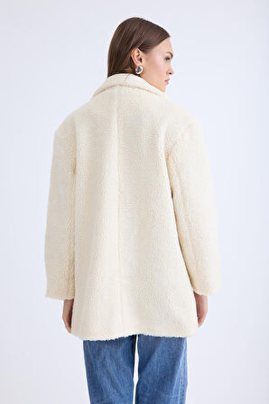 Ceket Yaka Düğmeli Teddy Kaban