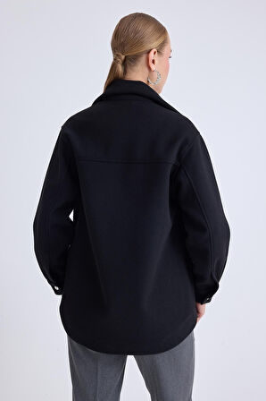 Düşük Omuz Cepli Kaşe Ceket