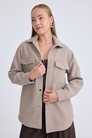 Düşük Omuz Cepli Kaşe Ceket