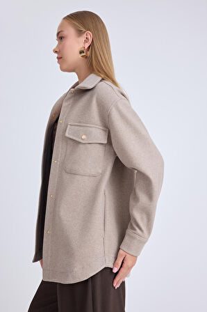 Düşük Omuz Cepli Kaşe Ceket