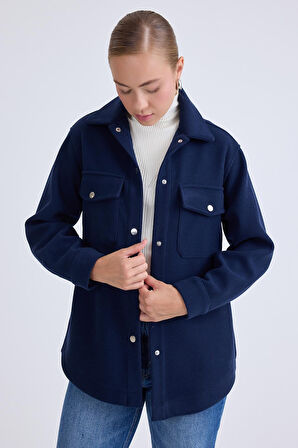 Düşük Omuz Cepli Kaşe Ceket