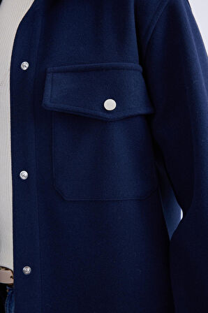 Düşük Omuz Cepli Kaşe Ceket