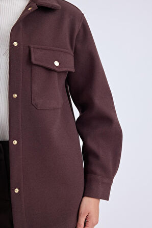 Düşük Omuz Cepli Kaşe Ceket