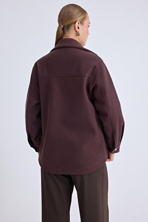 Düşük Omuz Cepli Kaşe Ceket