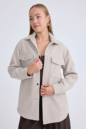 Düşük Omuz Cepli Kaşe Ceket