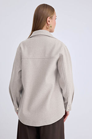 Düşük Omuz Cepli Kaşe Ceket