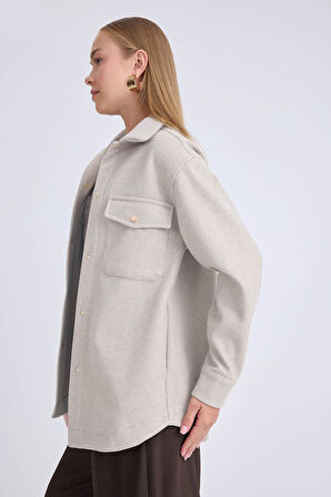 Düşük Omuz Cepli Kaşe Ceket