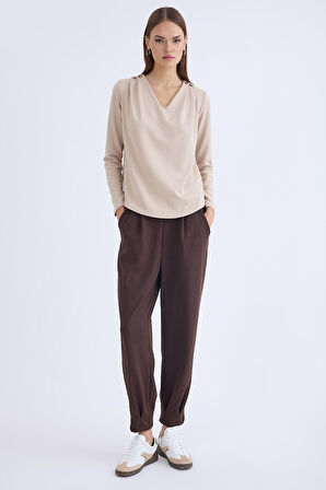 Beli Lastikli Pileli Eşofman Pantolon