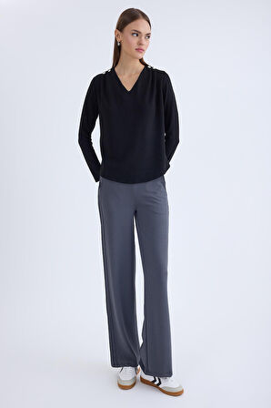 Beli Lastikli Geniş Paça Eşofman Pantolon