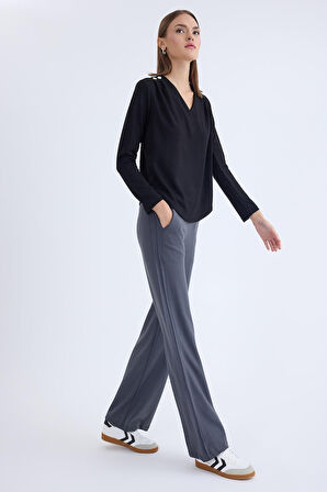 Beli Lastikli Geniş Paça Eşofman Pantolon