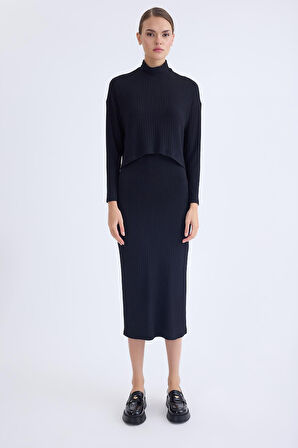 Balıkçı Yaka Uzun Elbise