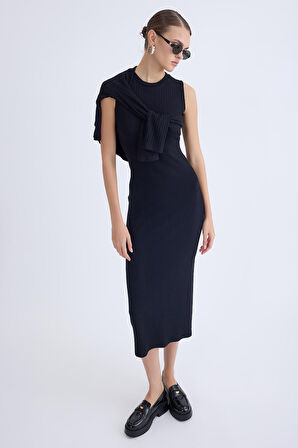 Balıkçı Yaka Uzun Elbise