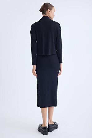 Balıkçı Yaka Uzun Elbise