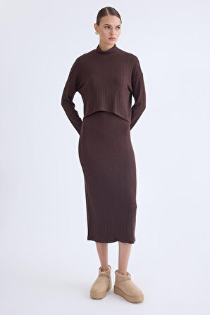 Balıkçı Yaka Uzun Elbise