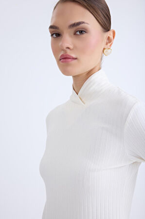 Fitilli Kumaş Önü Detaylı Uzun Kol Bluz