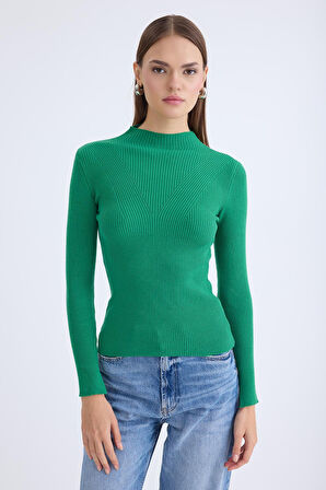 Balıkçı Yaka Uzun Kol Triko Bluz