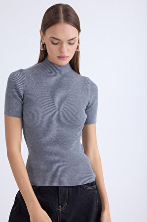 Balıkçı Yaka Yarım Kol Triko Bluz