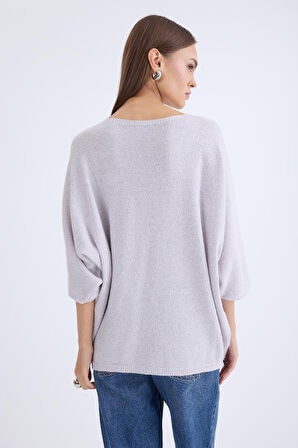 V Yaka Yarım Kol Simli Salaş Bluz