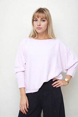 Geniş Yaka Yarasa Kol Oversize Triko Bluz