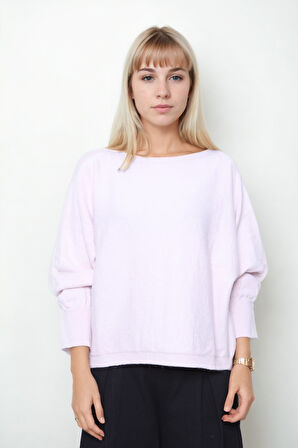 Geniş Yaka Yarasa Kol Oversize Triko Bluz