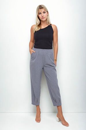 Beli Lastikli Paçası Pileli Pantolon