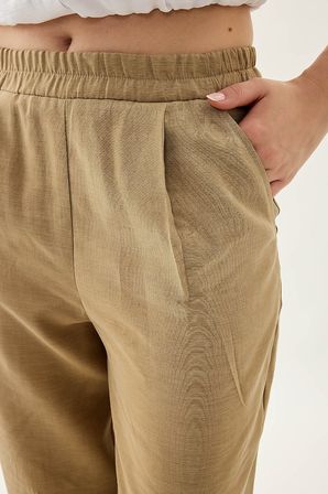 Paçası Pileli Beli Lastikli Pantolon