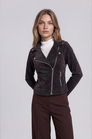Kelebek Yaka Biker Ceket