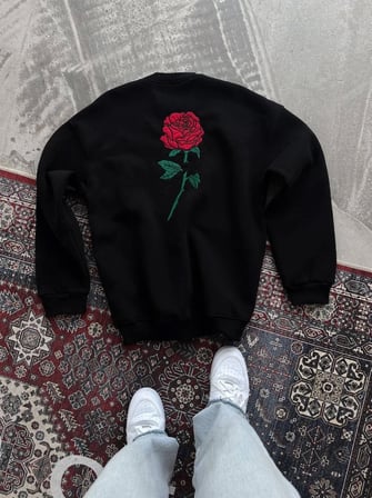 Modi Green Unisex Bisiklet Yaka Ön Ve Arka Baskılı SweatShirt - Siyah