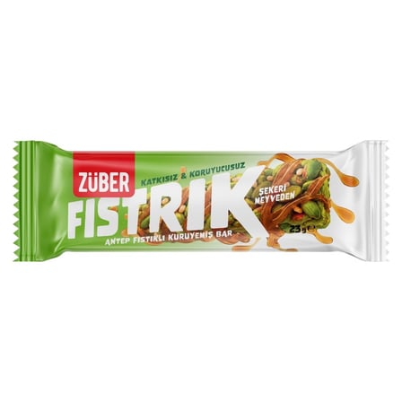 4 Adet Züber Fıstrık Antep Fıstıklı Kuruyemiş Bar 23 G