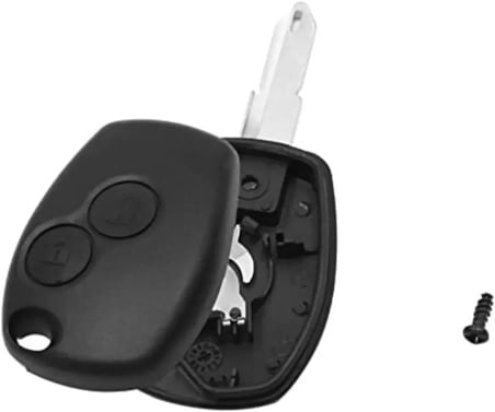 AutoHan Keys Renault Dacia 2 Düğmeli Kumanda Anahtarı Kabı, Siyah, Plastik, Kangoo Clio Trafic Modelleri için Anahtar Muhafazası