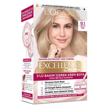 4 Adet Excellence Creme 9.1 Sarı Küllü Saç Boyası 192 Ml