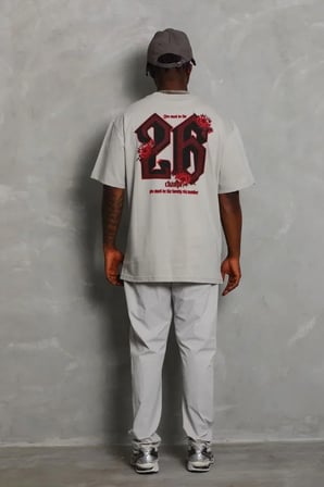 Modi Green ERKEK Oversize Baskılı Bisiklet Yaka T-Shirt - Gri