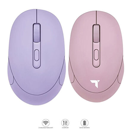 TORİMA TM-17 Çift Modlu Sessiz Kablosuz Mouse 2.4Ghz 1200 Dpi Pembe-Mor